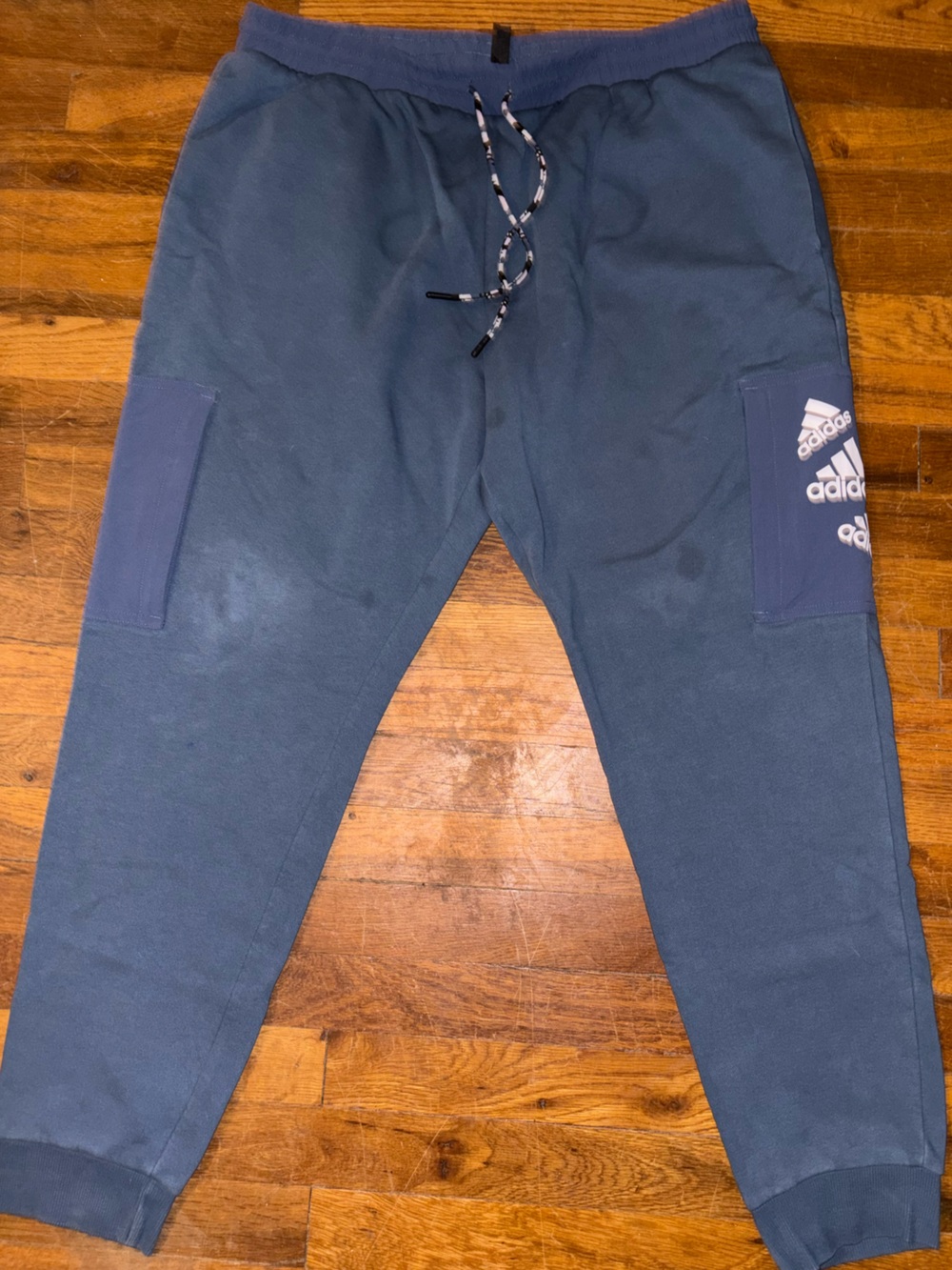 adidas Men’s Dark Blue Jogger Sweatpants with Logo Patch